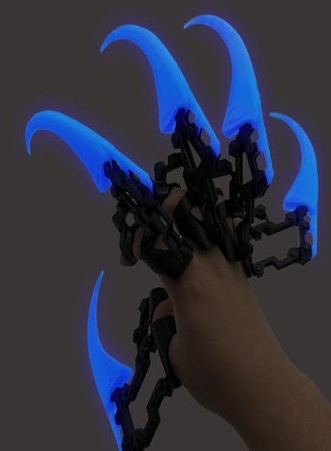 enttgo 3D Printed Halloween Claw Decoration, Five-Finger Mobile Toy, Suitable for Halloween Parties, Cosplay Equipment (Glow at Night - Blue) - Image 1